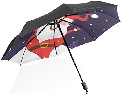 THUNANA Santa Claus pattern 3 Folds Windproof Anti-UV Umbrella，Repel Windproof Travel Umbrella with Teflon Coating