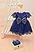 Lilax Baby Girl Newborn Lace Princess Wedding Party Dress Gown 4 Piece Deluxe Set 0-3 Months Navy