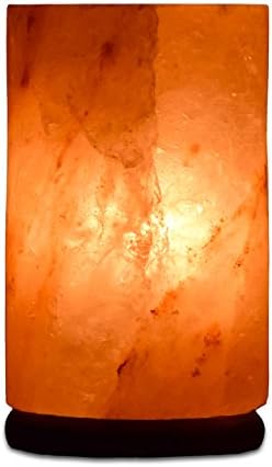 Himalayan Natural Cylider Salt Lamp Air Purifying with Neem Wood 6ft UL-Listed Cord Dimmer with Control Bulb 25 Watt
