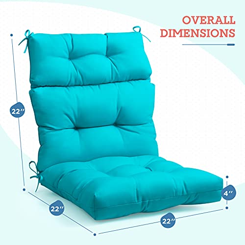 EAGLE PEAK Tufted Outdoor/Indoor High Back Patio Chair Cushion, Set of