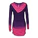 Creazy 2016 Women Hoodies Sweatshirts Long Sleeve Hooded Gradient Color Tops (XL, Purple)