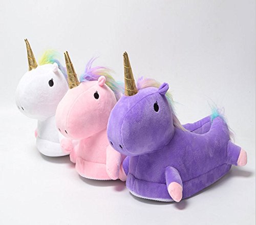Unicorn Slipper Winter Warm Soft Plush Shoes for Home Indoor/Outdoor (Purple)