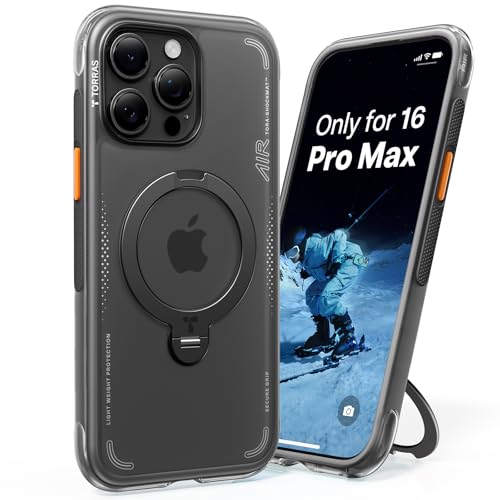 TORRAS Ostand Q3 Air für iPhone 15 Pro Max Hülle, Schwarz