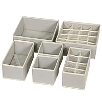 TENABORT 6 Pack Foldable Drawer Organizer Dividers Cloth Storage Box Closet Dresser Organizer Cube Fabric Containers Basket Bins for Underwear Bras Socks Panties Lingeries Nursery Baby Clothes Gray