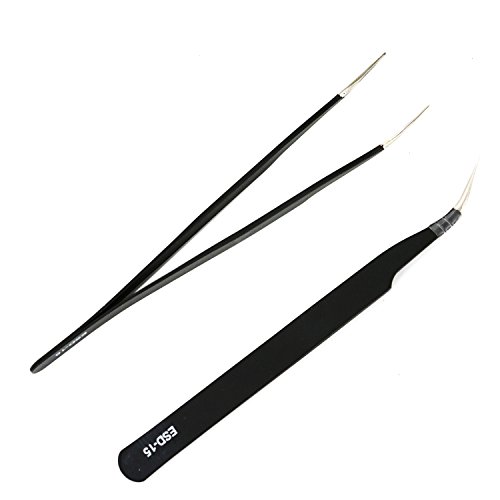 HUELE 2 Pcs Anti-Static Curved Fine Point Fondant Tweezers for Sugar Pearls Candy Beads