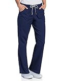 Landau Women's All Day Full Elastic Cargo Scrub Pant, Navy, Medium Tall
