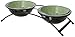 PetRageous 44338 Buddys Best Steel Frame Non-Skid Raised Dog Bowl Feeder, 13-Inch by 5.75-Inch by 3-Inch Tall, Anti-Slip, with 2 Dishwasher Safe Stoneware 6-Inch 2-Cup Bowls, Green