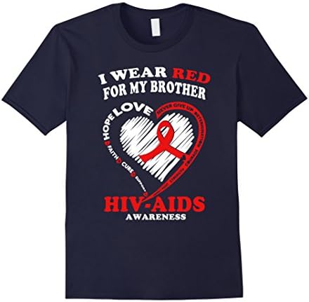 Men's Hiv Aids Awareness T Shirt - I Wear Red For My Brother 2XL Navy