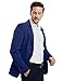 Pishon Men's Slim Fit Suits Casual One Button Flap Pockets Solid Blazer Jacket Business Daily Blazer, Dark Blue, Small