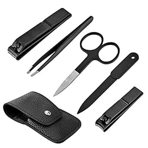 Raytix Nail Clipper Set for Men & Women – Travel Nail Care Kit with Black Stainless Steel Fingernail Clipper & Pedicure…