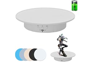 JAYEGT Motorized Rotating Display Stand, 7.87inch /17.6lbs Load, 360 Degree Electric Rotating Turntable for Photography Products, Jewelry, 3D Model ,with 5 Colors Backgrounds -- White
