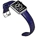 For Apple Watch Band 42mm, OUHENG Retro Vintage Genuine Leather iWatch Strap Replacement for Apple Watch Series 3 Series 2 Series 1 Sport and Edition, Dark Blue