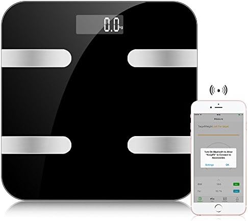 Qingta Bluetooth Smart Body Fat Scale Monitor Body Fat,Scale Body Fat,Total Body Water,Muscle Mass and Bone Mass for Your Family(Black)