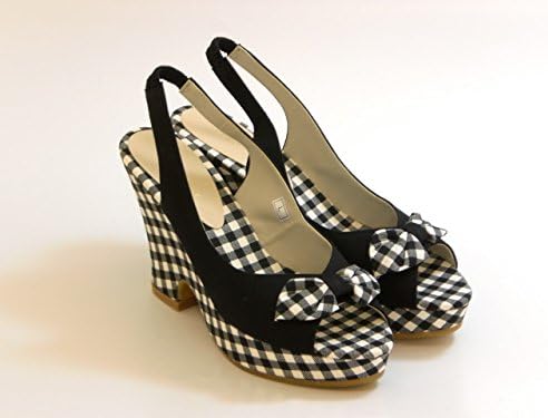 Amazon ジェリービーンズ ギンガムチェック リボン厚底サンダル ブラック S ファッションサンダル