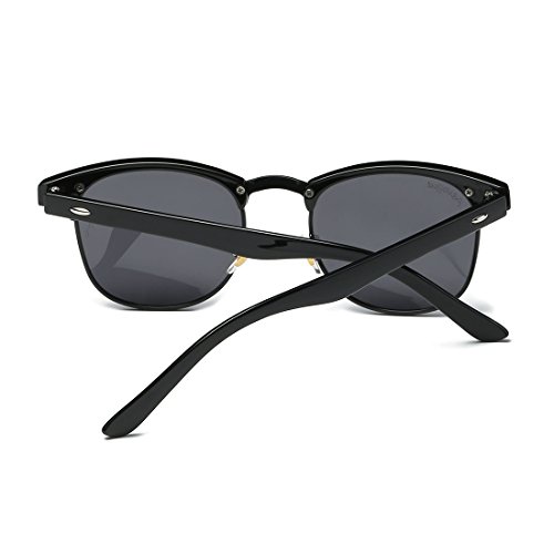 AEVOGUE Polarized Sunglasses Semi-Rimless Frame Brand Designer Classic AE0369 (Black&Black Frame, 48)