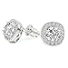 Cat Eye Jewels Halo Cubic Zircona Stone S925 Sterling Silver Stud Earrings with AAA Square CZ Setting HN-E
