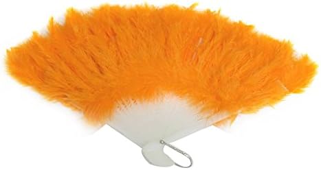 ASX Design Dancing Party Feather Folding Hand Fan 16 Inch Width - Orange