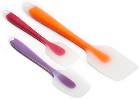 AreaJD 3-Piece Full Silicone FDA-approved Heat Resistant Nonstick Kitchen Spatulas with comfortable wide handle