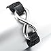 INBLUE Men,Women's Stainless Steel Genuine Leather Bracelet Bangle Black Infinity Symbol Love Adjustable