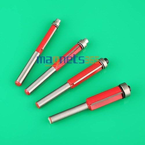 4PC(6,8,10.12mm) Flush Trim Bit Set 1/4" Shank Router Bits Carbide Tipped