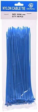 Multi-Purpose Nylon Zip Ties - (100 Piece) Self Locking Cable Ties with Ultra Strong Plastic 8", （Multiple Colors to Choose from - Blue）