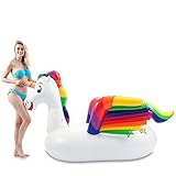QOOLSHOW Giant Inflatable Unicorn Pool Float with Wings, Alicorn/Pegasus Beach Floats, Swim Party Toys, Pool Island, Summer Pool Raft Lounge for Adults & Kids