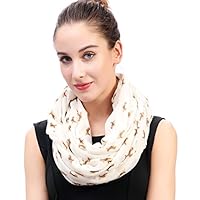 Lina & Lily Beagle Dog Print Infinity Loop Scarf for Women Lightweight (Beige)