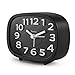 Chelvee Alarm Clock, 3” Quartz Analog Alarm Clock with Night Light, Ultra Small, Silent with No Ticking (Black) (Black1)