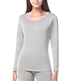 Lapasa Womens Thermal Shirt Fleece Lined Base Layer Top Underwear For Winter Ski L15, Gray/One Piece of Top, Medium