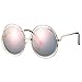 Pro Acme Women’s Double Circle Metal Wire Frame Oversized Round Sunglasses (Pink Mirrored Lens)