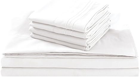 King Size Bed Sheet Set, White, 100% Soft Brushed Microfiber, 1800 Series Luxury Platinum Collection, Deep pocket, Hypoallergenic, Wrinkle Free, Breathable, 6 Piece Set, Fifth Avenue Home