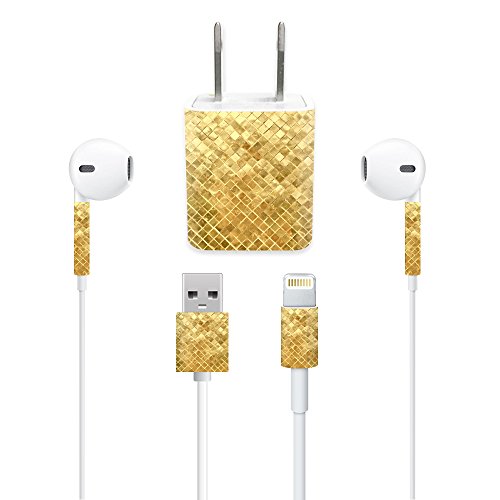 MightySkins Protective Vinyl Skin Decal Compatible with Apple iPhone Charge Kit wrap Cover Sticker Skins Gold Tiles