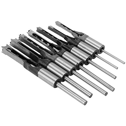 7Pcs/lot 1/4-1/2 Square Hole Drill Bit Set Steel Mortising Drilling Woodworking Tools Mortiser Drill Bits HSS Mortising Chisel Set,Woodworking Electric Drills,Wood Drilling,Holes Saw Chisel Set