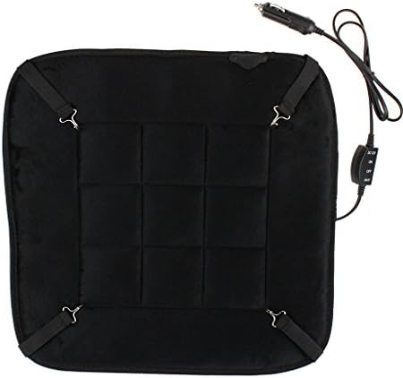 Motosupply Black Velour Car Heated Seat Cover Cushion Hot Warmer 12V Heat Heater Pad
