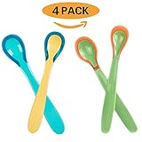 Baby Soft-Tip Silicone Spoons Non Toxic BPA Free First Stage Feeding White Hot Infant Safety Spoons, Set of 4 Count