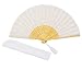 meifan Womens Multi Color Handmade Cotton Lace Folding Hand Fan (White)
