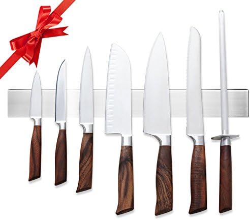 Magnetic Knife Holder โ Heavy Duty 16โ Knife Strip with Powerful Magnet | Easy Install Wall Mounted Stainless Steel Magnetic Knife Bar to Hold Kitchen Tools Include Screws | Silver | 325.6