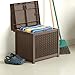 Suncast SSW1201 22 Gallon Resin Wicker Outdoor Storage Deck Box with Seat, Java