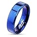 STR-0026 Blue IP Over Stainless Steel Beveled Edge Flat Band Ring; Comes With Free Gift Box
