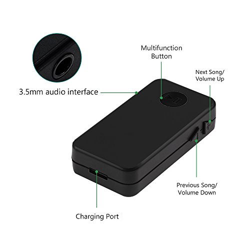 Mini Bluetooth Audio Receiver Car Kit,INorton 3.5mm Portable Rechargeble Bluetooth Receiver, Stereo Audio A2DP Music Transmitter Adapter for TV DVD Car MP3 MP4