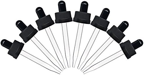 CettkownsGlass Eye Droppers with Pressure Rotating Child Safety Cover Perfect for Essential Oils, Set of 8, Compatible with doTERRA and Young Living 30ml Bottles