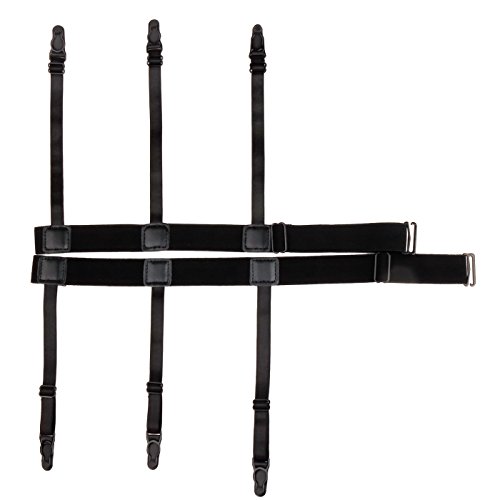 iiniim Unisex Uniform Shirt Stays Holders Elastic Garter Belts with Non-slip Locking Clamps (Plastic Clips)