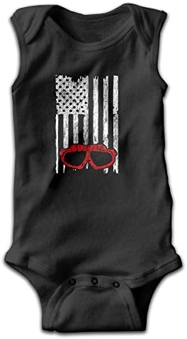 Honeykid Baby Kids Swimming Scuba Diving USA Flag Pride Sleeveless Onesies Bodysuits Black