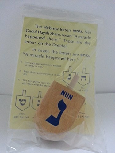 Aviv Judaica Wooden Hanukkah Dreidel with Instructions for The Dreidel Game and Spelling of The Letters