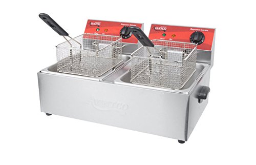 Click Here to See More Images Dual Tank 20 Lb Electric heavy duty stainless steel Counter-top Fryer 120V 3500W