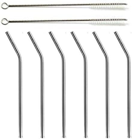 Corocal Metal Drinking Straws | Set of 6 - Made from Stainless Steel, Including 2 Cleaning Brushes and a Carrying Bag