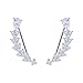 EVER FAITH Women's 925 Sterling Silver CZ Sweep Ear Pin Cuff Wrap Hook Earrings 1 Pair