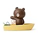 LINE FRIENDS Magnetic Clip Holder - Brown Character on Boat Design Magnet Desk Organizer and Paperclip Holder, Brown
