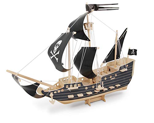 Quay P217 Piratenschiff Holzbastel FSC Bausatz, braun, 36x44x11cm