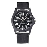 Watch,LANDFOX Mens Stainless Steel Military Sports Analog Quartz Watch Black